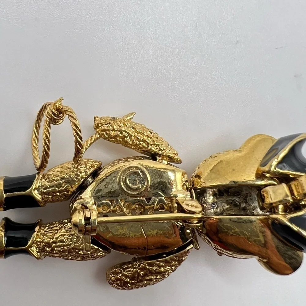 Vintage BATVA Articulated Teddy Bear Cowboy Brooch Pendant